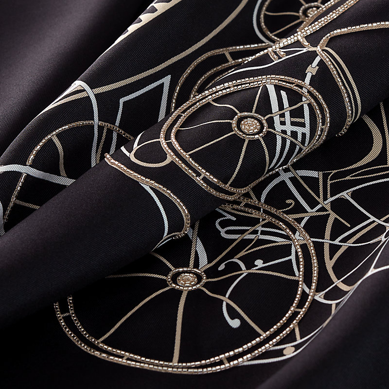 Complication Equestre embroidered scarf 90 - Black | Hermès